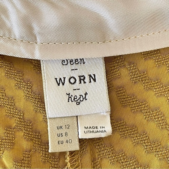 Anthropologie Seen Worn Kept High Waist Pleated Jacquard Trouser Short Yellow 8 - Picture 9 of 11